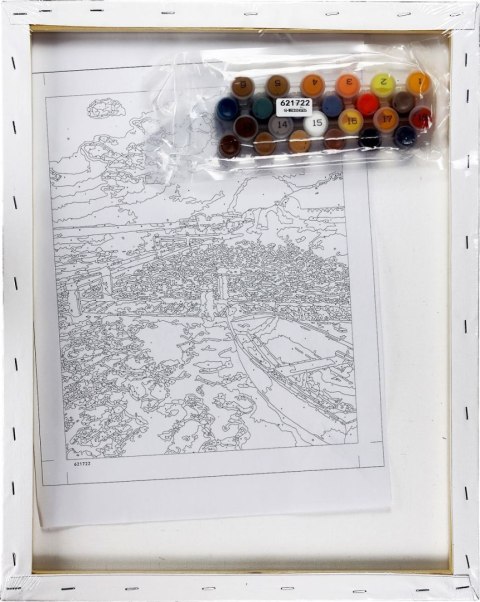 Zestaw kreatywny Malowanie po numerach 40x50cm Zachód słońca nad morzem, plaża z łodzią Flamingo Line (fys025)