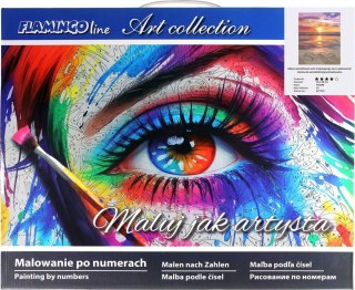 Zestaw kreatywny Malowanie po numerach 40x50cm Zachód słońca nad morzem, serca na piasku Flamingo Line (fys040)