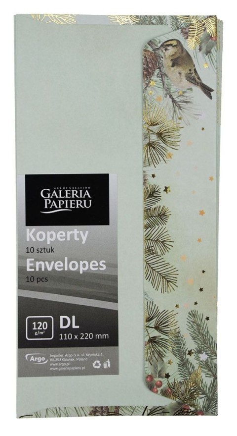 Koperta złote święta DL Galeria Papieru (280194) 10 sztuk