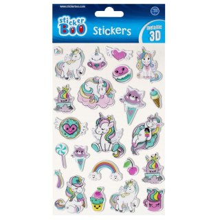 Naklejka (nalepka) S-Boo Metalic 3d Jednorożec Stickerboo (493712)