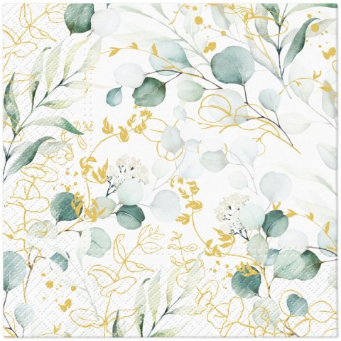 Serwetki Lunch Golden Eucalyptus mix nadruk bibuła [mm:] 330x330 Paw (SDL143900)