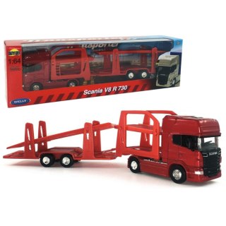Ciężarówka Welly Scania V8 R730 CZERWONA LAWETA Dromader (68023)