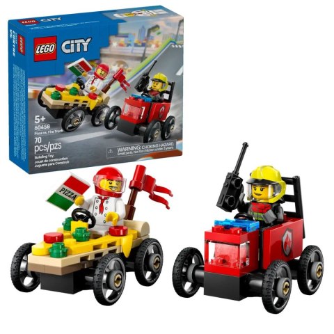 Klocki konstrukcyjne Lego City Zestaw wyścigówek: pizza kontra wóz strażacki (60458) Klocki konstrukcyjne Lego City Zestaw wyścigówek: pizza kontra wóz strażacki (60458)