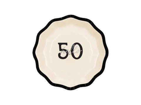 Talerz jednorazowy Hello 50 papier śr. 180mm 6 szt Partydeco (TPP61-50)