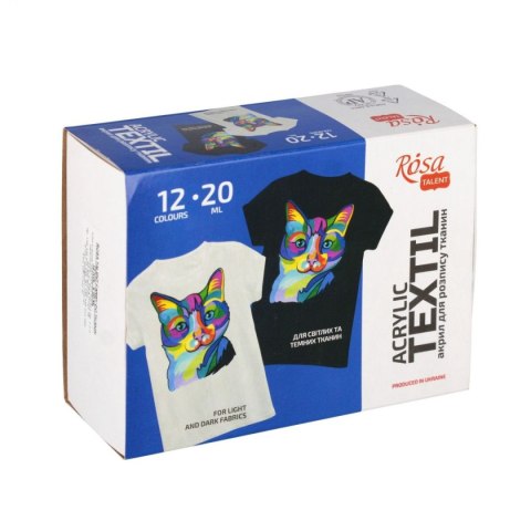 Farba do tkanin 12 kol kolor: mix 20ml 12 kolor. (nd)