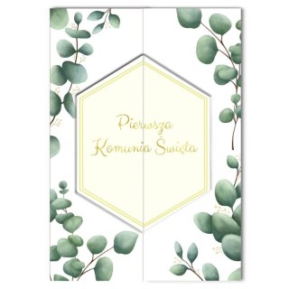 Kartka składana A5 Karnet A5 KOMUNIA ROZ EUKALIPTUS Henry (5907465664905)