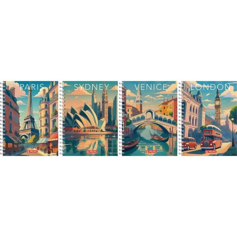 Kołozeszyt (kołonotatnik) Retro City B5 100k. 70g krata Herlitz (400196852)