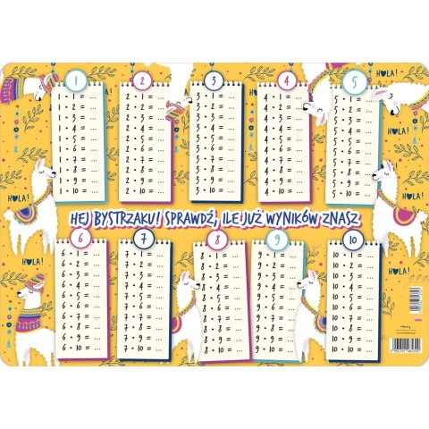 Podkład na biurko Tabliczka mnożenia lamy żółte mix papier pokryty folią Henry (5905701485390)