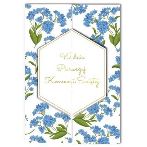 Kartka składana A5 Karnet A5 KOMUNIA ROZ NIEZAPOMINAJKA Henry (5907465664899)