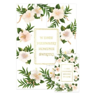 Kartka składana A5 Karnet A5 KOMUNIA Z KLAPKĄ HIBISKUS Henry (5907465667548)