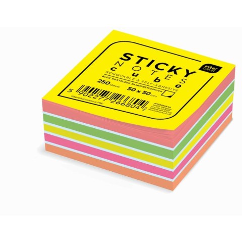 Notes samoprzylepny (karteczki) mix fluo 250k [mm:] 50x50 Interdruk (IKARSAM250)