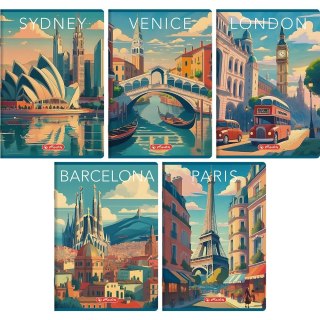 Zeszyt A5 Retro City 60k. 70g krata Herlitz (400196845)