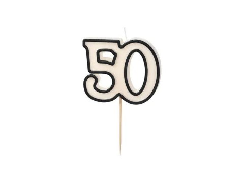 Świeczka urodzinowa liczba 50, 5,5cm, biało-czarny Partydeco (SCU16-50)