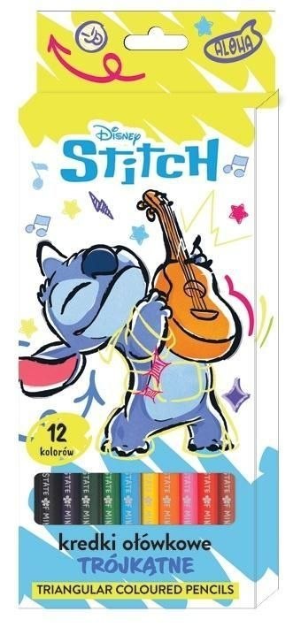 Kredki ołówkowe Stitch trójkątne jumbo 12 kol. Beniamin