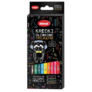Kredki ołówkowe Rexus Teens trójkątne 12 kol. Rexus