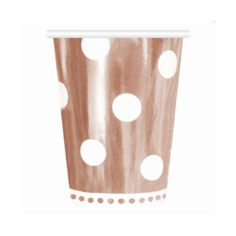 Kubek jednorazowy Godan różowe złoto w groszki 266ml/6 sztuk papier 266ml (PF-KGRG) Kubek jednorazowy Godan różowe złoto w groszki 266ml/6 sztuk papier 266ml (PF-KGRG)