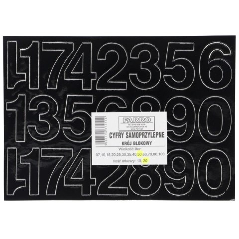 Cyfry samoprzylepne czarne Farro