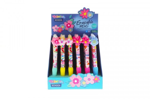 Długopis Flowers wymazywalny wkład niebieski 0,5mm Patio (80464PTR)