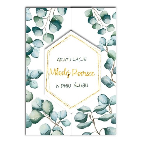 Kartka składana Karnet A5 SLUB ROZ EUKALIPTUS A5 Henry (5907465665100)