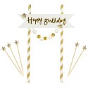 Dekoracja na tort Happy Birthday - pomponiki złote Arpex (KK0133ZLO-7690)