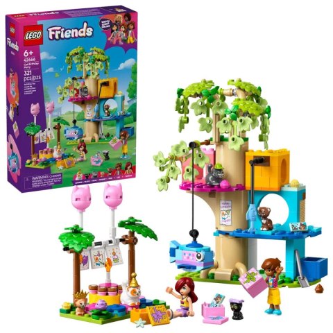 Klocki konstrukcyjne Friends Kocie przyjęcie urodzinowe i domek na drzewie Lego (42666)