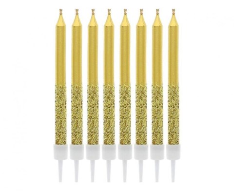 Świeczka urodzinowa metaliczno-brokatowe, złote, 6x0.5 cm, 8 szt. Godan (BH-SMMB)