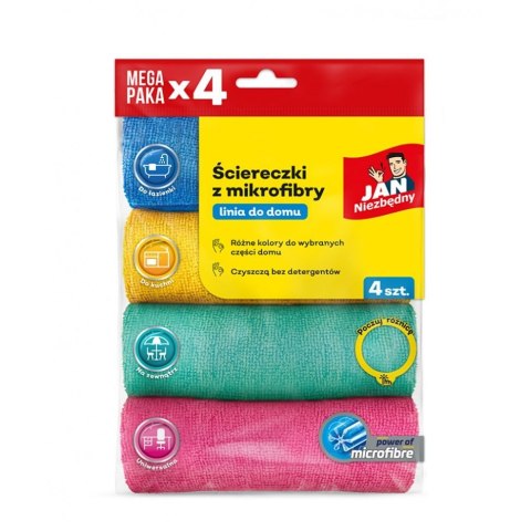 Ścierka z mikrofibry 4 sztuki mikrofibra [mm:] 300x300 Jan Niezbędny (SA-JN-355832)