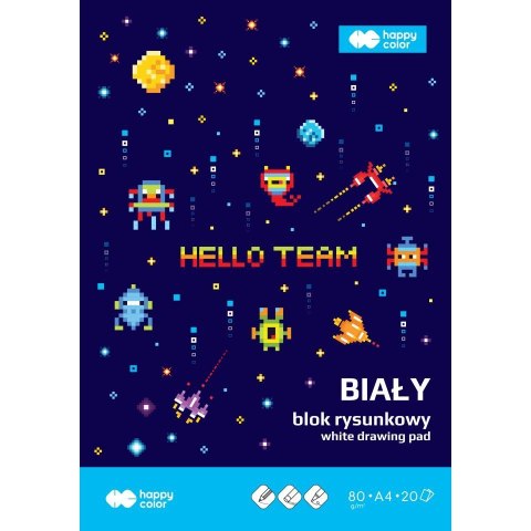 Blok rysunkowy Pixi Planet A4 biały 20k Happy Color (HA 3708 2030-0PP)