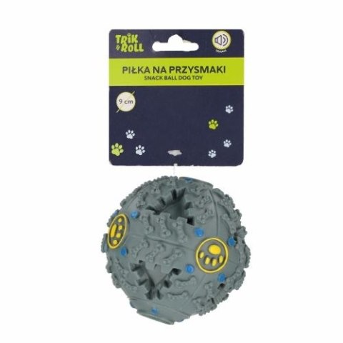 Gadżet Piłka dla psa z dźwiękiem 9cm na przysmaki szara Trik Roll (560688)