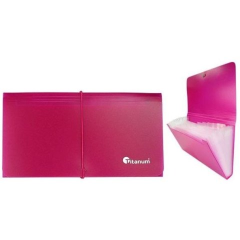 Teczka segregująca PP Titanum DL z gumką 13 przegródek różowa (TDL12RE)