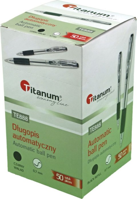 Długopis olejowy automatyczny wkład czarny 0,7mm Titanum (BPGBLACK ECONOMY)