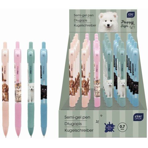 Długopis żelowy PUPPY SIGN zgripem wkład niebieski 0,7mm Interdruk (żelowy)