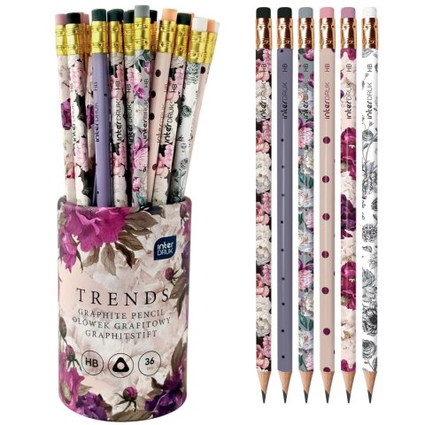 Ołówek TRENDS HB Interdruk (z KOLOROWĄ gumką)