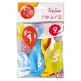 Balon gumowy z nadrukiem cyferki - 9 (3 szt.) mix 280mm Arpex (KB1986-9-9944)