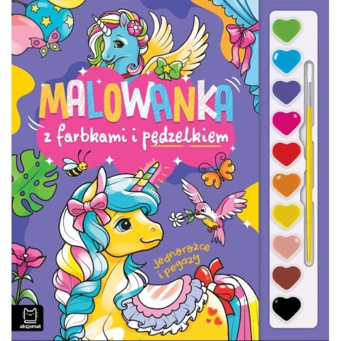 Książka dla dzieci Jednorożce i pegazy Malowanka z farbkami i pędzelkiem