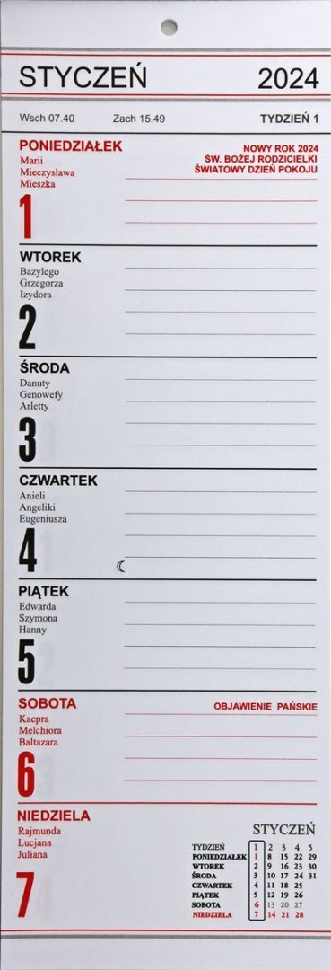 Kalendarz biurkowy biurkowe 100mm x 290mm Darrieus