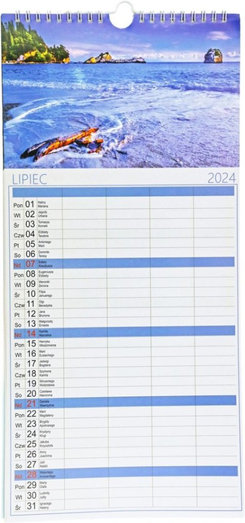 Kalendarz ścienny notatnikowy 210mm x 450mm Darrieus