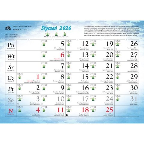 Kalendarz ścienny wędkarski rodzinny 280mm x 200mm Lucrum (WL14)