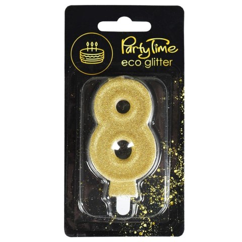 Świeczka urodzinowa eko brokat złota cyfra 8 Arpex (DS0963ZLO-8-0987)