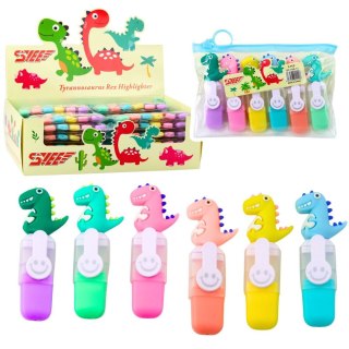 Zakreślacz Zestaw Mini Zakreślacze Z Dinozaurem W Etui Kolorow wkład mix Lean (22408)