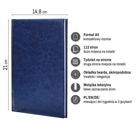 Kalendarz książkowy (terminarz) A5 Press (tygodniowy)