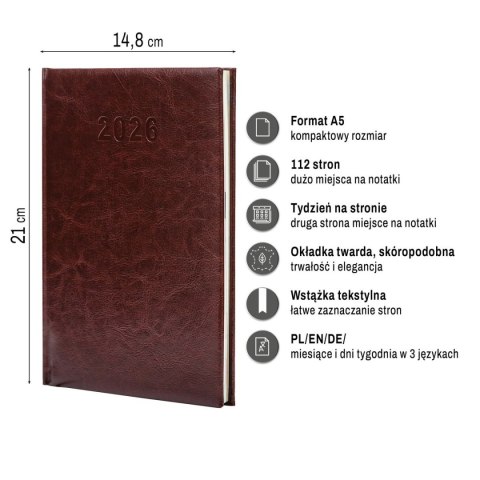 Kalendarz książkowy (terminarz) A5 Press (tygodniowy)