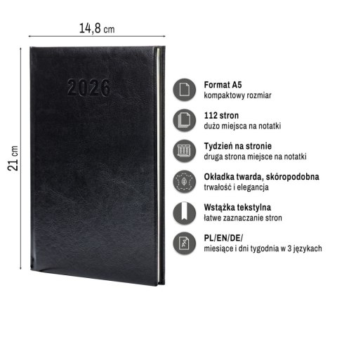 Kalendarz książkowy (terminarz) A5 Press (tygodniowy)