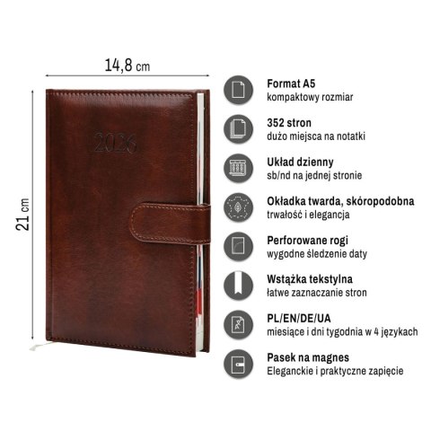 Kalendarz książkowy (terminarz) BUSINESS PREMIUM A5 Press (DZIENNY)