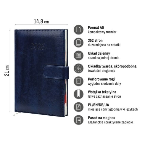 Kalendarz książkowy (terminarz) BUSINESS PREMIUM A5 Press (DZIENNY)