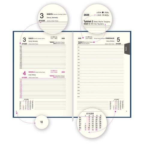 Kalendarz książkowy (terminarz) EKONOMICZNY A5 Press (DZIENNY)