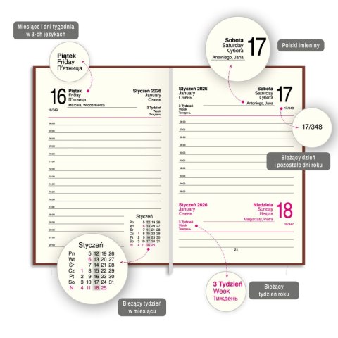 Kalendarz książkowy (terminarz) FIGARO A6 Press (DZIENNY)