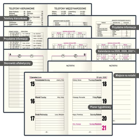 Kalendarz książkowy (terminarz) kieszonkowy A7 Press (tygodniowy)