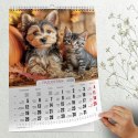 Kalendarz ścienny 16 stron wieloplanszowy A3 Press (kociaki i szczeniaki)