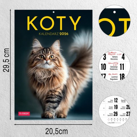 Kalendarz ścienny A4 KOTY A4 Press (5904830713381)